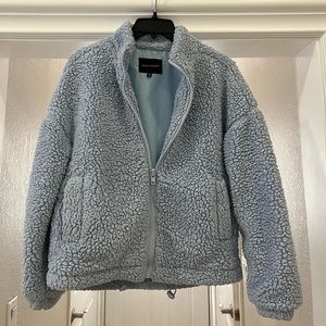 Derek Heart XS Light blue fluffy teddy bear jacket with collar